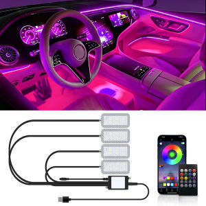 Neon LED Car Interior Ambient Foot Strip Light Accessories Back Light Remote App Music Control Auto Decorative Atmosphere Lamp