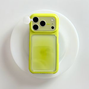 INS Cute Smudge Translucent Phone Case For iPhone 17 16 15 Pro Max Large Window Camera Protection Airbag Shockproof Bumper Cover