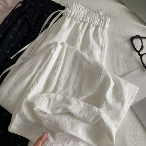 La Chapelle | Retro Floral Flare Pants Linen Lightweight Sun Protection Slim Fit