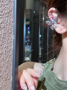 French Elegant Diamond Embedded Hollow Butterfly Ear Bone Clip Luxury Sweet Cool Personality Unique Fairy Tale Ear Jewelry