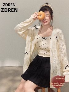 ZHANGDAREN | Bộ Đầm Knit Hàn Quốc Dây Rút Có Dây Kéo Phù Hợp Với Người Mập