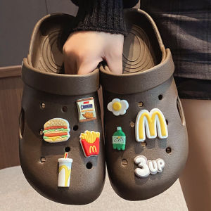 Fashionable Comfortable Women's Slip-On Shoes: Hole Design Simple Style Summer Versatile Student Couple Thong Sandals Low Heel