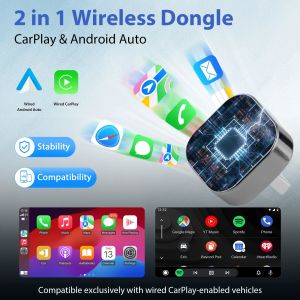 New 2026 Pionray 2 in 1 Wireless CarPlay Adapter&Android Auto Wireless Adapter 5Ghz WiFi Type-C/USB Plug Play CarPlay Wireless