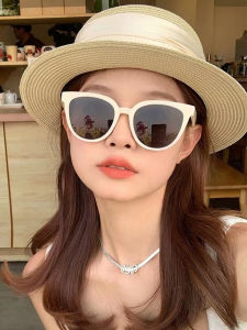 แว่นกันแดดกรอบสีขาวสำหรับผู้หญิง ป้องกันรังสียูวี สไตล์เกาหลี แว่นกันแดดสีขาว ทรงเก๋ๆ แว่นตาแบบมีเลนส์