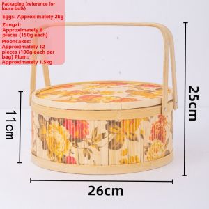 New Year Gift Basket Bamboo Woven Handheld Crab Mooncake Dessert Speciality Large Reed Basket Family Storage Utility
