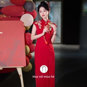 Đầm Cưới Qipao Màu Đỏ Đã Được Sửa Chữa