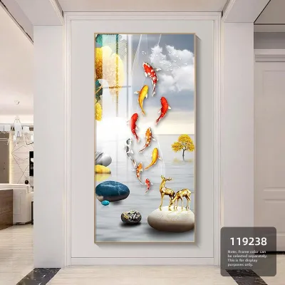 Modern Simple Hallway Decorative Painting Crystal Porcelain Fish Picture
