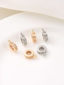 14K Gold-Plated Pearl Necklace Pendant Connecting Buckle Handmade DIY Bracelet Small Pendant Accessories in White Gold