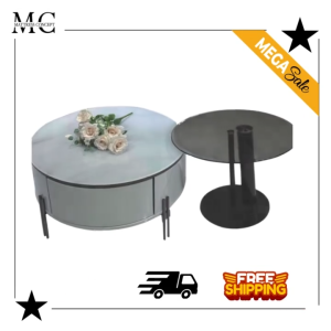 🔥 【Local Seller 】Steve Round Nesting Coffee Table with Jade Stone Top