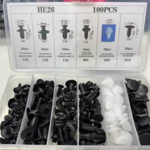 PINMOAP 1/101PCS Car Retainer Clips Kit with Trim Removal Pliers Auto Push Pin Fasteners Door Panel Bumper Fender Assortment