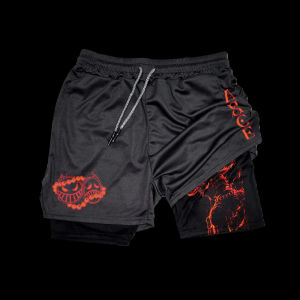 Bandai | One Piece Mens Shorts Double Layer 2-in-1 Shorts Portgas D. Ace Japanese Anime Summer and Autumn Fake Two-piece High-end Pants