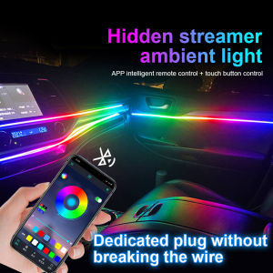 PENCL Universal 18 In 1 LED Car Ambient Lights Symphony RGB Interior Acrylic Strip Light Guide Fiber Optic Decoration Atmosphere Lamps Chassis Light【Ready Stocks】