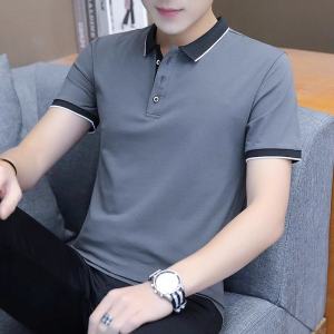 Ice Silk Short Sleeve Polo Shirt Mens T-Shirt Turn-down Collar Half Sleeve Summer New Style Youth Fashion Slim Fit Button Decor