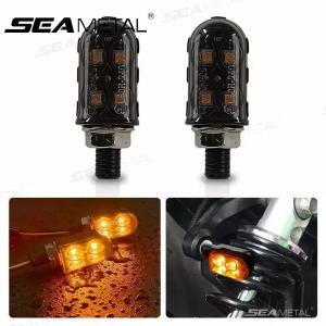 SEAMETAL Motorcycle Turn Signal Light 4 LED HD Brightness Universal Waterproof Flashing Blinker Motor Warning Lamp 2pcs