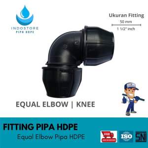 indostore Fitting Pipa HDPE Equal Elbow / Knee HDPE 1 1/2 INCH 50mm Pipa HDPE Equal Elbow Knee 50 mm