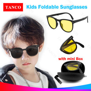 TANCO 1010X Kids Foldable Sunglasses with mini-Box UV400 Replaceable Lens 7 Color Available Sunglasses for Boys Girls 2-10 Years Old
