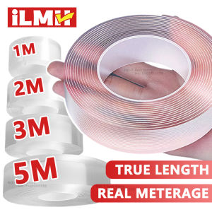 iLMH 1m 2m 3m 5m Double Sided Tape Heavy Duty Nano Adhesive Clear Waterproof Removable Gel Tape for Wall Carpet Hang Picture