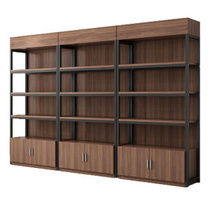 SUNNY Supermarket Shelf Display Cabinet 80/100/120/140CM Wooden Rack Cabinet walnut Display Shelf Storage Cabinet Locker