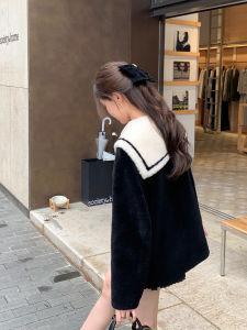 Berlin Academy Womens Fur Coat Lamb Velvet Integrated Skin And Hair Outerwear Comfortable Warm Windproof Long Sleeve Standard Fit