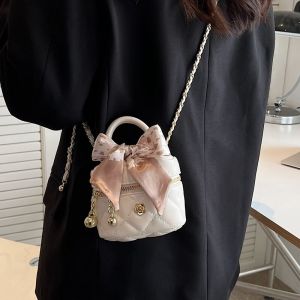 Mini Bucket Bag Womens Crossbody Chain Diamond Pattern Soft PU Leather Casual Single Shoulder Bag Fashion Trend