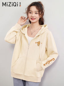 เสื้อแจ็คเก็ตฮู้ดคอกลมแบบมีซิปสำหรับผู้หญิง ทรงหลวม ทรงหลวม แขนยาว ฤดูใบไม้ผลิและฤดูใบไม้ร่วง สไตล์เกาหลี เสื้อผ้าทำงาน