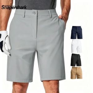 Shapershark Mens Casual Shorts Business & Golf Pants Breathable Relaxed Fit with Quick-Zip Pocket Design Solid Color Shorts