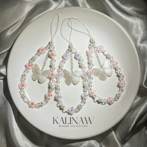 KALINAW Whimsical Fairy Butterfly Flower Sago Beads Beaded Keychain/ Phone Lanyard