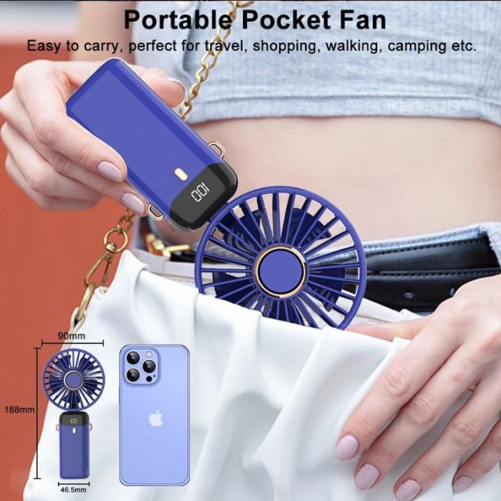 USB Handheld Mini Fan Foldable Portable Neck Hanging Fans 5 Speed USB ...