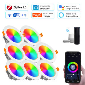 15W ZigBee Smart Ceiling Light RGB Tuya WiFi Bluetooth LED Downlights Recessed Spotlight Alexa Lamp Control Google Home