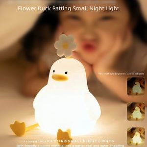 Cartoon Flower Duck Pat Lamp Rechargeable Dimmable Night Light Childrens Bedroom Bedside Lamp for Kids Friend Holiday Gift