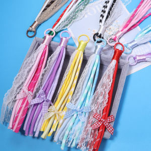 2Pcs Creative Colorful Lace Braided Lanyard Keychain Anti-Lost Knot Nylon Rope Keyring For Car Backpack Pendant Bag Accessories