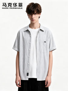 Mark Fairwhale | American Short Sleeve Striped Collar Loose Casual Breathable Shirt