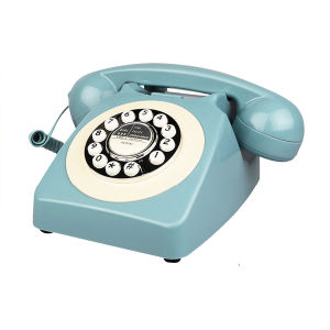 Corded Blue Retro Telephone for Home Office Classic Old Fashion Landline Phone Wired Antique Decorative Desktop Phones