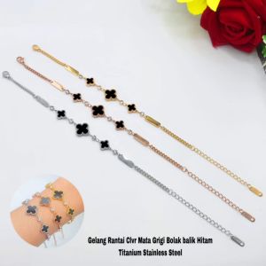 Gelang Tangan Rantai Bunga Jurai & Permata Titanium