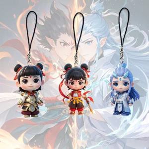Lotus root cake cp pendant Nezha 2 devil child haunting the sea cartoon animation high value mobile phone chain Nezha Aobing schoolbag pendant
