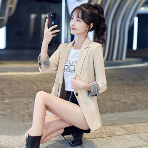 WANGGONGZHU | Slim Fit Short Suit Jacket For Women Spring Autumn Fashionable Elegant Style Princess Wang Commute Style Long Sleeve Button Closure