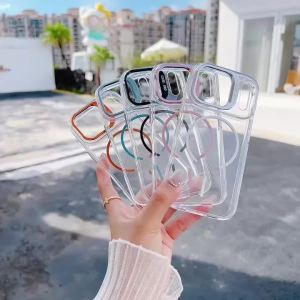 Luxury Clear For Magsafe Magnetic Lens Stand Holder Case For Samsung S26 S25 Ultra S24 S23 Plus A57 A37 A56 A17 A36 A55 Cover