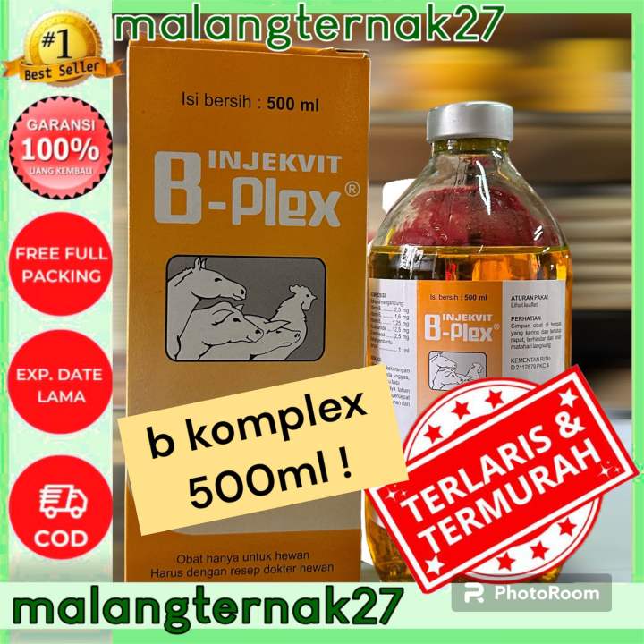 VITAMIN b plex kompleks HEWAN 500ml injeksi nafsu makan sapi kambing kuda domba babi ayam anjing kucing pedet cempe monyet b complex b komplex b komplexs complek compleks