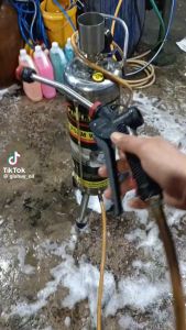 Súng phun bọt tuyết siêu mịn loại dài và ngắn dùng khí nén rửa xe không cần chạm tay