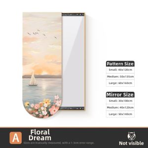 HAOJIUBUJIAN | Creamy Style Entryway Full Length Mirror Slidable Concealable Decorative Painting