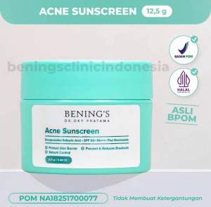 Acne Sunscreen ( Ax Day Cream I ) Krim Siang Jerawat dan Beruntusan Benings Clinic by dr. Oky Pratama