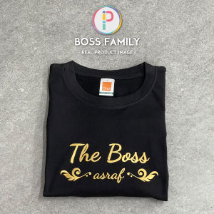 Boss Family The Boss The Real Boss Super Boss Mini Boss Couple Family Keluarga T-shirt BajuAnniversary Birthdays Valentines Gifts (Free Custom Text)