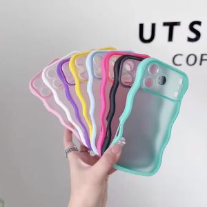 Curly Wave Edge Matte Translucent 2in1 Case For iPhone 18 Air 17 16 15 14 13 12 11 Pro Max Camera Protective Candy Clear Cover