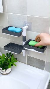 3/2/1 Rotating Drain Soap Holder Bathroom Rack Wall Hanging Perforated Bathroom Soap Box Holder