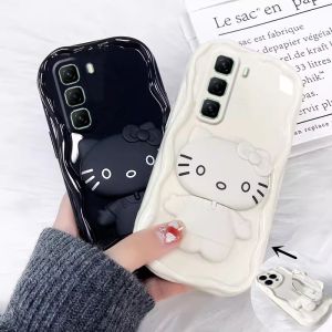 เคสโทรศัพท์ Infinix 50 Pro + Plus Hot50Pro 4G ปลอกอ่อนพร้อมขาตั้งกระจกการ์ตูนป้องกันเลนส์ฝาหลัง2024