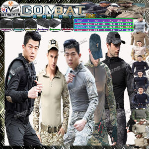 เสื้อยืดผู้ชายแขนยาว เสื้อคอมแบทเชิ้ตยุทธวิธีทหาร เสื้อยืดแขนยาวผ้าไมโครเหมาะกีฬากลางแจ้ง เดินป่า ลาดตระเวนแห้งเร็ว Combat Shirt