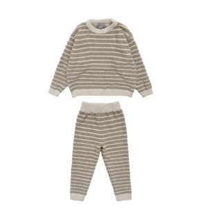 Thickened Coral Fleece Pyjamas Childrens Home Clothes Stripe Pattern Half Velvet Soft Warm Winter Pajamas for Boys And Girls