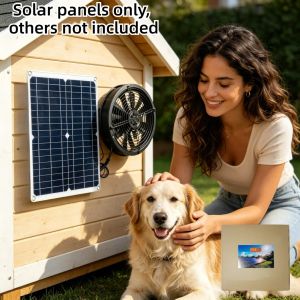 25W Solar Fan Kit Solar Panel Vent Fan for Outdoor Storage Shed Chicken Coop Dog House Warehouse Greenhouse Pet Kennel Air