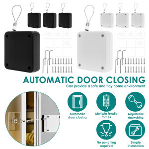 4Pcs Punch Free Sliding Door Closer Easy Install Automatic Shower Curtain Closer with Adhesive Stickers and Wrench for Bathroom