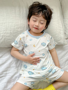 Bộ Đồ Ngủ Trẻ Em Mùa Hè Mỏng Thoáng Khí Tay Ngắn Quần Short Hai Mảnh Đồ Ngủ Trẻ Em Phong Cách Hàn Quốc Thoải Mái Thoáng Khí